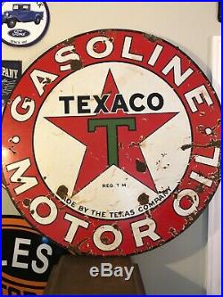 Vintage Texaco Gasoline Motor Oil Porcelian Sign