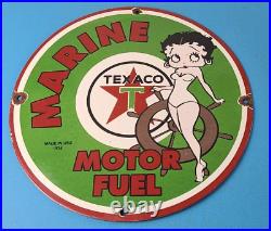 Vintage Texaco Gasoline Sign Betty Boop Gas Motor Oil Pump Porcelain Sign