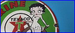 Vintage Texaco Gasoline Sign Betty Boop Gas Motor Oil Pump Porcelain Sign