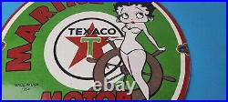 Vintage Texaco Gasoline Sign Betty Boop Gas Motor Oil Pump Porcelain Sign