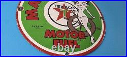 Vintage Texaco Gasoline Sign Betty Boop Gas Motor Oil Pump Porcelain Sign