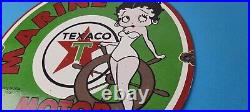 Vintage Texaco Gasoline Sign Betty Boop Gas Motor Oil Pump Porcelain Sign