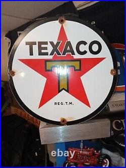 Vintage Texaco Gasoline Sign Gas Motor Oil Pump Station Porcelain Metal Sign Vintage Texaco Gasoline Sign Gas Motor Oil Pump Station Porcelain Metal Sign