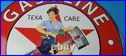 Vintage Texaco Gasoline Sign Gas Pump Motor Oil Porcelain Enamel Metal Sign