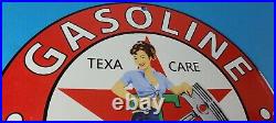 Vintage Texaco Gasoline Sign Gas Pump Motor Oil Porcelain Enamel Metal Sign