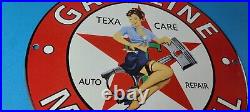 Vintage Texaco Gasoline Sign Gas Pump Motor Oil Porcelain Enamel Metal Sign