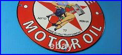 Vintage Texaco Gasoline Sign Gas Pump Motor Oil Porcelain Enamel Metal Sign