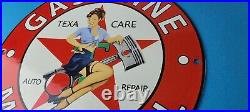 Vintage Texaco Gasoline Sign Gas Pump Motor Oil Porcelain Enamel Metal Sign