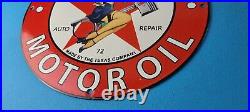 Vintage Texaco Gasoline Sign Gas Pump Motor Oil Porcelain Enamel Metal Sign