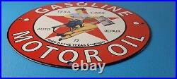 Vintage Texaco Gasoline Sign Gas Pump Motor Oil Porcelain Enamel Metal Sign