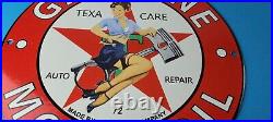 Vintage Texaco Gasoline Sign Gas Pump Motor Oil Porcelain Enamel Metal Sign