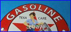 Vintage Texaco Gasoline Sign Gas Pump Motor Oil Porcelain Enamel Metal Sign