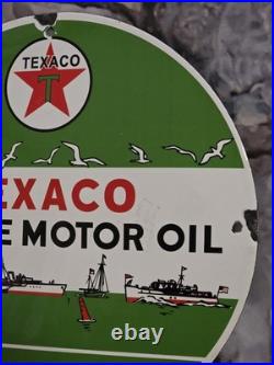 Vintage Texaco Marine Motor Oil Porcelain Sign The Texas Company 12
