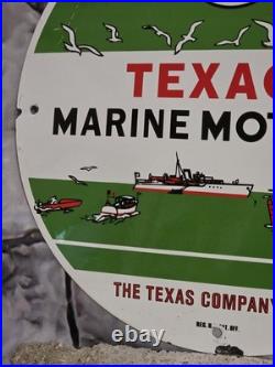 Vintage Texaco Marine Motor Oil Porcelain Sign The Texas Company 12