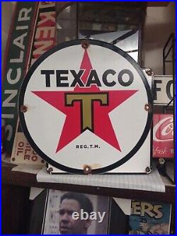 Vintage Texaco Motor Oil Porcelain Enamel Sign 12 Inches Round Dealership Sign Vintage Texaco Motor Oil Porcelain Enamel Sign 12 Inches Round Dealership Sign