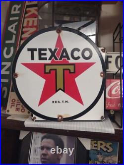 Vintage Texaco Motor Oil Porcelain Enamel Sign 12 Inches Round Dealership Sign Vintage Texaco Motor Oil Porcelain Enamel Sign 12 Inches Round Dealership Sign