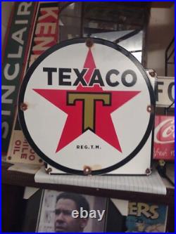 Vintage Texaco Motor Oil Porcelain Enamel Sign 12 Inches Round Dealership Sign Vintage Texaco Motor Oil Porcelain Enamel Sign 12 Inches Round Dealership Sign