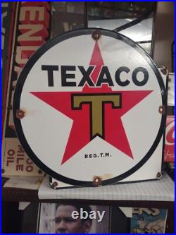 Vintage Texaco Motor Oil Porcelain Enamel Sign 12 Inches Round Dealership Sign Vintage Texaco Motor Oil Porcelain Enamel Sign 12 Inches Round Dealership Sign