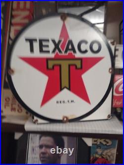 Vintage Texaco Motor Oil Porcelain Enamel Sign 12 Inches Round Dealership Sign Vintage Texaco Motor Oil Porcelain Enamel Sign 12 Inches Round Dealership Sign