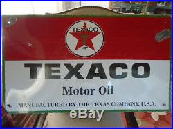 Vintage Texaco Motor Oil Porcelain Sign 37 x 22 inches