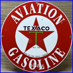 Vintage Texaco Motor Oil Porcelain Sign Aviation Gasoline Gas Station Pump Plate