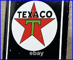 Vintage Texaco Motor Oil Porcelain Sign Texas Gasoline Gas Station Free Air