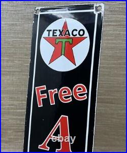 Vintage Texaco Motor Oil Porcelain Sign Texas Gasoline Gas Station Free Air