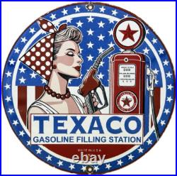 Vintage Texaco Motor Oil Porcelain Sign Texas Gasoline Gas Station Pump Plate