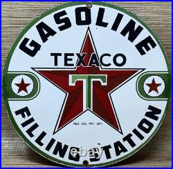 Vintage Texaco Motor Oil Porcelain Sign Texas Gasoline Gas Station Pump Plate