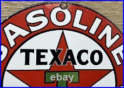 Vintage Texaco Motor Oil Porcelain Sign Texas Gasoline Gas Station Pump Plate