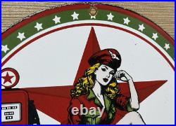 Vintage Texaco Motor Oil Porcelain Sign Texas Gasoline Gas Station Pump Plate