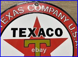 Vintage Texaco Motor Oil Porcelain Sign Texas Gasoline Gas Station Pump Plate