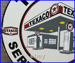 Vintage Texaco Motor Oil Porcelain Sign Texas Gasoline Gas Station Pump Plate