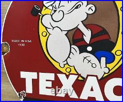 Vintage Texaco Motor Oil Porcelain Sign Texas Gasoline Gas Station Pump Plate