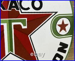 Vintage Texaco Motor Oil Porcelain Sign Texas Gasoline Gas Station Pump Plate