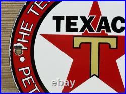 Vintage Texaco Motor Oil Porcelain Sign Texas Gasoline Gas Station Pump Plate