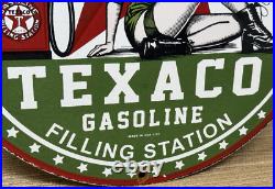 Vintage Texaco Motor Oil Porcelain Sign Texas Gasoline Gas Station Pump Plate