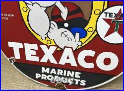 Vintage Texaco Motor Oil Porcelain Sign Texas Gasoline Gas Station Pump Plate