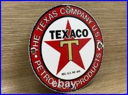 Vintage Texaco Motor Oil Porcelain Sign Texas Gasoline Gas Station Pump Plate