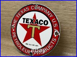 Vintage Texaco Motor Oil Porcelain Sign Texas Gasoline Gas Station Pump Plate