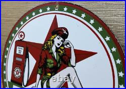 Vintage Texaco Motor Oil Porcelain Sign Texas Gasoline Gas Station Pump Plate