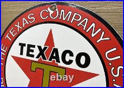 Vintage Texaco Motor Oil Porcelain Sign Texas Gasoline Gas Station Pump Plate