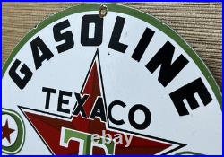 Vintage Texaco Motor Oil Porcelain Sign Texas Gasoline Gas Station Pump Plate