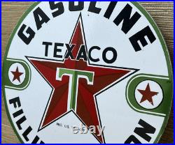 Vintage Texaco Motor Oil Porcelain Sign Texas Gasoline Gas Station Pump Plate