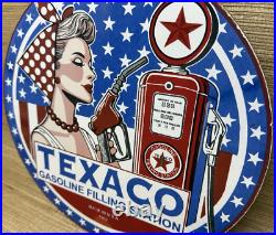 Vintage Texaco Motor Oil Porcelain Sign Texas Gasoline Gas Station Pump Plate