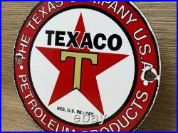 Vintage Texaco Motor Oil Porcelain Sign Texas Gasoline Gas Station Pump Plate