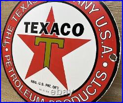 Vintage Texaco Motor Oil Porcelain Sign Texas Gasoline Gas Station Pump Plate