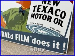 Vintage Texaco Motor Oil Porcelain Sign Texas Gasoline Gas Station Pump Plate