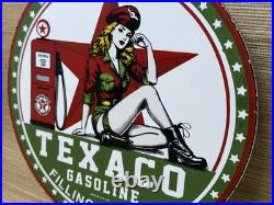 Vintage Texaco Motor Oil Porcelain Sign Texas Gasoline Gas Station Pump Plate