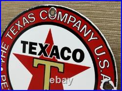 Vintage Texaco Motor Oil Porcelain Sign Texas Gasoline Gas Station Pump Plate